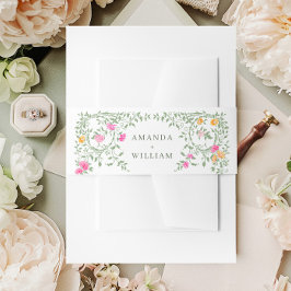 水エレガント色ワイルドフラワーズ結婚フローラ 招待状ベリーバンド