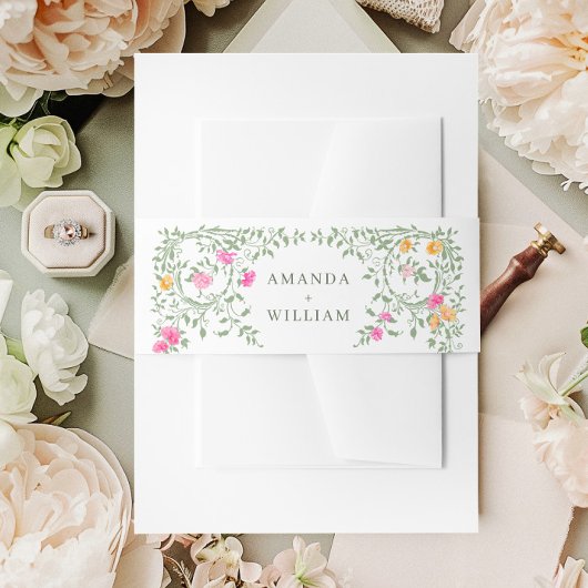 水エレガント色ワイルドフラワーズ結婚フローラ 招待状ベリーバンド