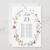 水エレガント色ワイルドフラワーテーブルナンバーカード 招待状 (正面)