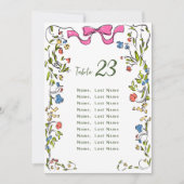 水エレガント色ワイルドフラワーテーブルナンバーカード 招待状 (正面)