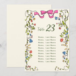 水エレガント色ワイルドフラワーテーブルナンバーカード 招待状
