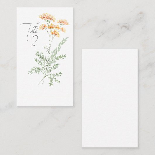 水エレガント色ワイルドフラワーテーブル番号 プレイスカード (正面/裏面)