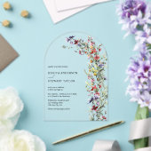 水エレガント色ワイルドフラワーフォトズ結婚ーズ アクリル招待状 (インサイチュ (ウェディング))