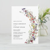 水エレガント色ワイルドフラワーフォトズ結婚ーズ 招待状 (スタンド正面)