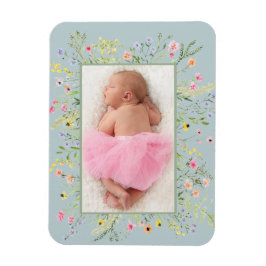 水エレガント色ワイルドフラワーフレーム写真 マグネット