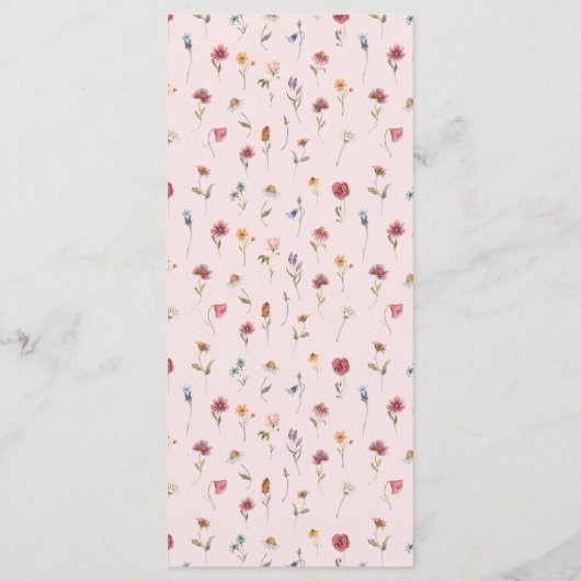 水エレガント色ワイルドフラワーフローラのメ結婚ニュー メニュー (裏面)