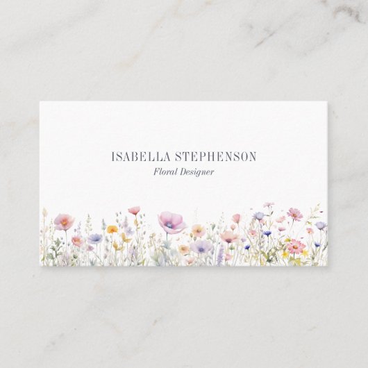 水エレガント色ワイルドフラワーフローラデザイン 名刺 (正面)