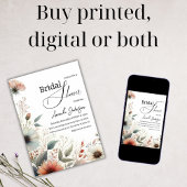 水エレガント色ワイルドフラワーフローラブライダルシャワー 招待状