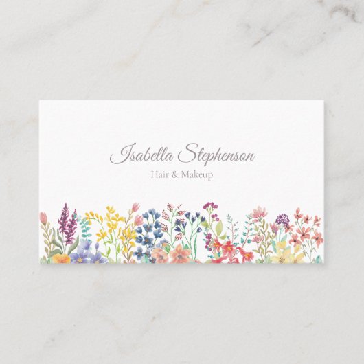 水エレガント色ワイルドフラワーフローラモダン 名刺 (正面)