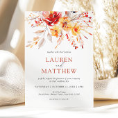 水エレガント色ワイルドフラワーフローラ秋の結婚式 招待状