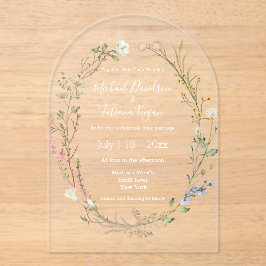 水エレガント色ワイルドフラワーフローラ結婚アーチ アクリル招待状