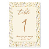 水エレガント色ワイルドフラワーフローラ結婚ズ テーブルナンバー (裏面)