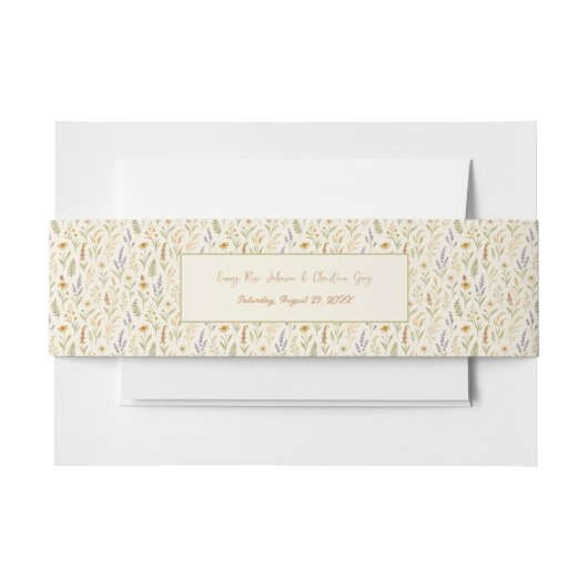 水エレガント色ワイルドフラワーフローラ結婚ズ 招待状ベリーバンド (正面例)