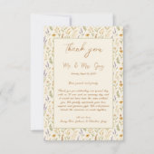 水エレガント色ワイルドフラワーフローラ結婚写真 サンキューカード (正面)
