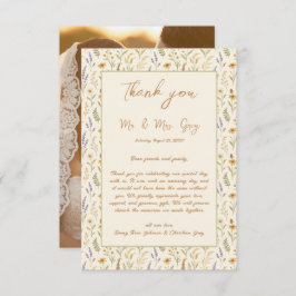 水エレガント色ワイルドフラワーフローラ結婚写真 サンキューカード