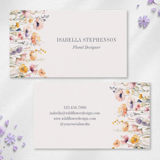 水エレガント色ワイルドフラワーフローラ 名刺