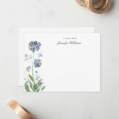 水エレガント色ワイルドフラワーフローラ（名前あり） ノートカード (正面/裏面インサイチュ)