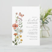 水エレガント色ワイルドフラワーブライダルシャワースクリプト 招待状 (スタンド正面)