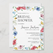 水エレガント色ワイルドフラワーブライダルシャワー 招待状 (正面)