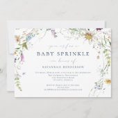 水エレガント色ワイルドフラワーベビー散布 招待状 (正面)