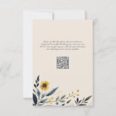 水エレガント色ワイルドフラワーベージュ結婚ズ 出欠カード (裏面)