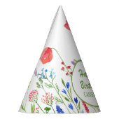 水エレガント色ワイルドフラワーボタニカル誕生日 パーティーハット (左)