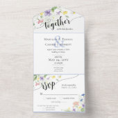 水エレガント色ワイルドフラワーボホフローラ結婚ズ オールインワン招待状 (内側)