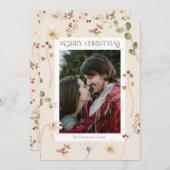 水エレガント色ワイルドフラワーメリークリスマス シーズンカード (正面/裏面)