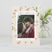 水エレガント色ワイルドフラワーメリークリスマス シーズンカード (スタンド正面)