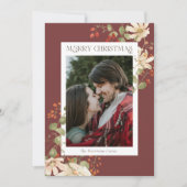 水エレガント色ワイルドフラワーメリークリスマス シーズンカード (正面)