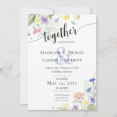 水エレガント色ワイルドフラワーレインボー結婚ズ 招待状 (正面)