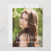 水エレガント色ワイルドフラワー写真卒業 招待状 (正面)