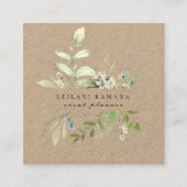 水エレガント色ワイルドフラワー植物筏 スクエア名刺 (正面)