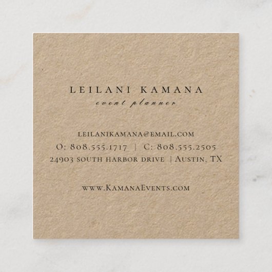 水エレガント色ワイルドフラワー植物筏 スクエア名刺 (裏面)