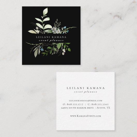 水エレガント色ワイルドフラワー濃色 スクエア名刺 (正面/裏面)