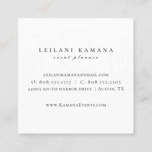 水エレガント色ワイルドフラワー濃色 スクエア名刺 (裏面)