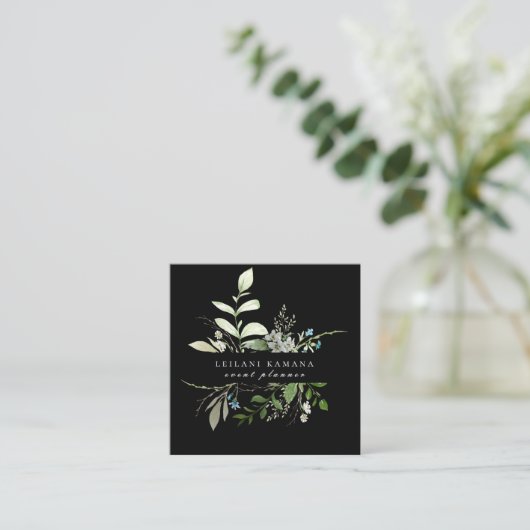 水エレガント色ワイルドフラワー濃色 スクエア名刺 (スタンド正面)