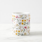 水エレガント色ワイルドフラワー白 コーヒーマグカップ (中央)