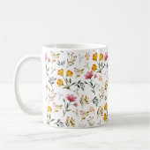 水エレガント色ワイルドフラワー白 コーヒーマグカップ (左)