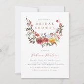 水エレガント色ワイルドフラワー秋ブライダルシャワー 招待状 (正面)