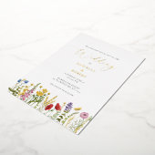 水エレガント色ワイルドフラワー結婚のフローラ 箔招待状 (回転した状態)