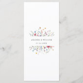 水エレガント色ワイルドフラワー結婚ズディナー メニュー (裏面)