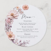 水エレガント色ワイルドフラワー結婚ズディナー メニュー (正面)