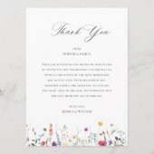 水エレガント色ワイルドフラワー結婚ズディナー メニュー (裏面)