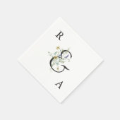 水エレガント色ワイルドフラワー結婚ズモノグラム スタンダードカクテルナプキン (角)