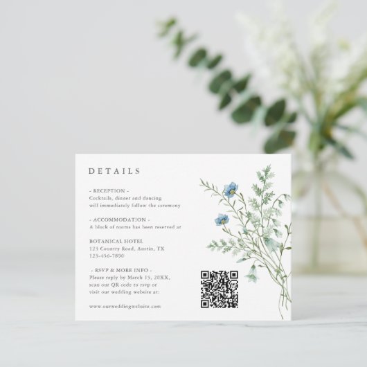 水エレガント色ワイルドフラワー結婚ズ詳細 エンクロージャーカード (スタンド正面)