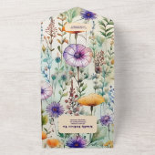 水エレガント色ワイルドフラワー結婚ズ オールインワン招待状 (外側)