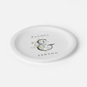 水エレガント色ワイルドフラワー結婚ズ ペーパープレート (アングル)