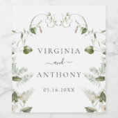 水エレガント色ワイルドフラワー結婚ズ ワインラベル (シングルラベル)