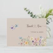 水エレガント色ワイルドフラワー結婚写真 サンキューカード (スタンド正面)